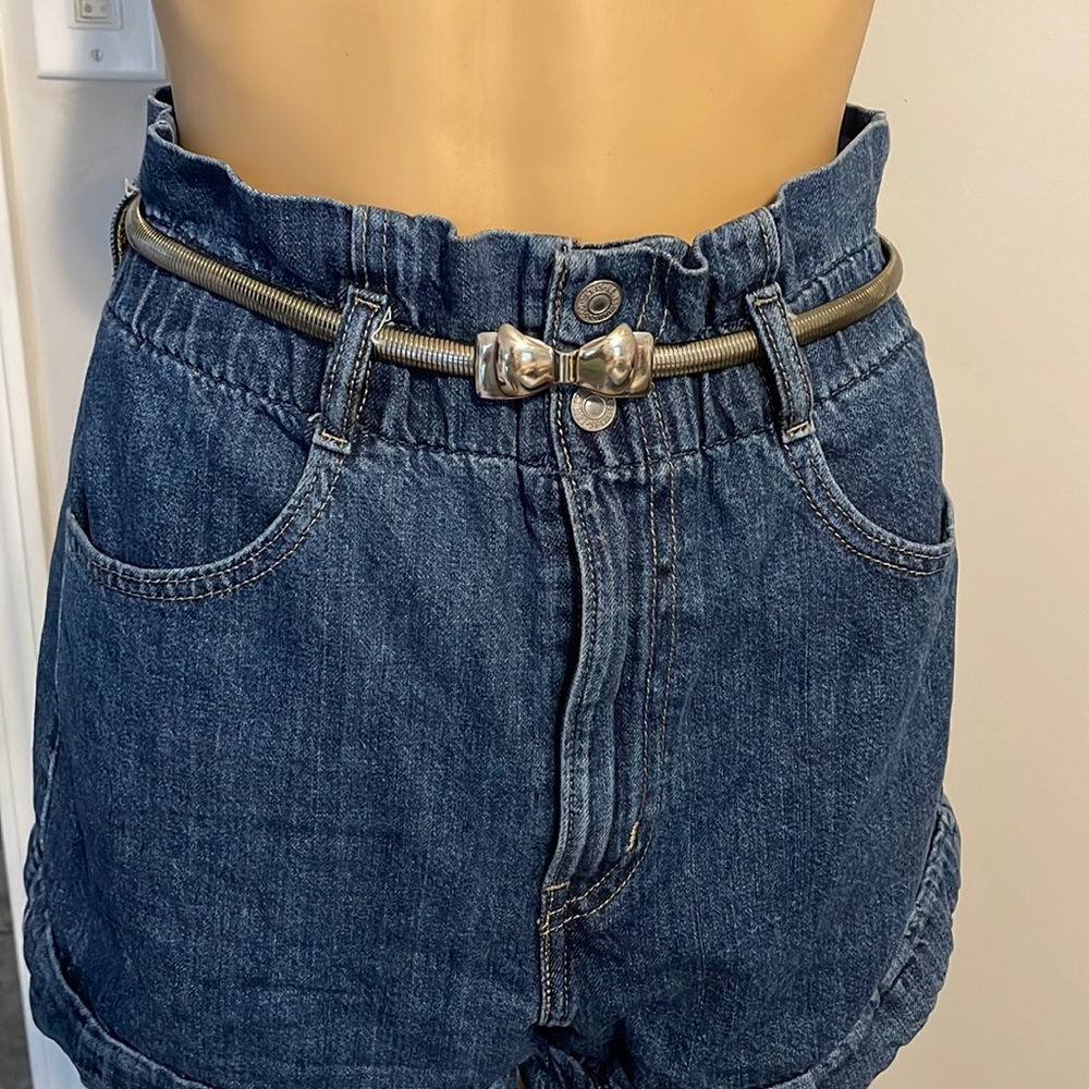 Vintage silver type bow elastic belt